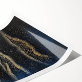 Minimalist Wall Décor - Gold & Navy Blue Abstract Canvas Print