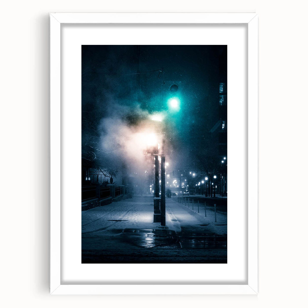 Contemporary City Wall Decor - Moody Winter Urban Scene Print