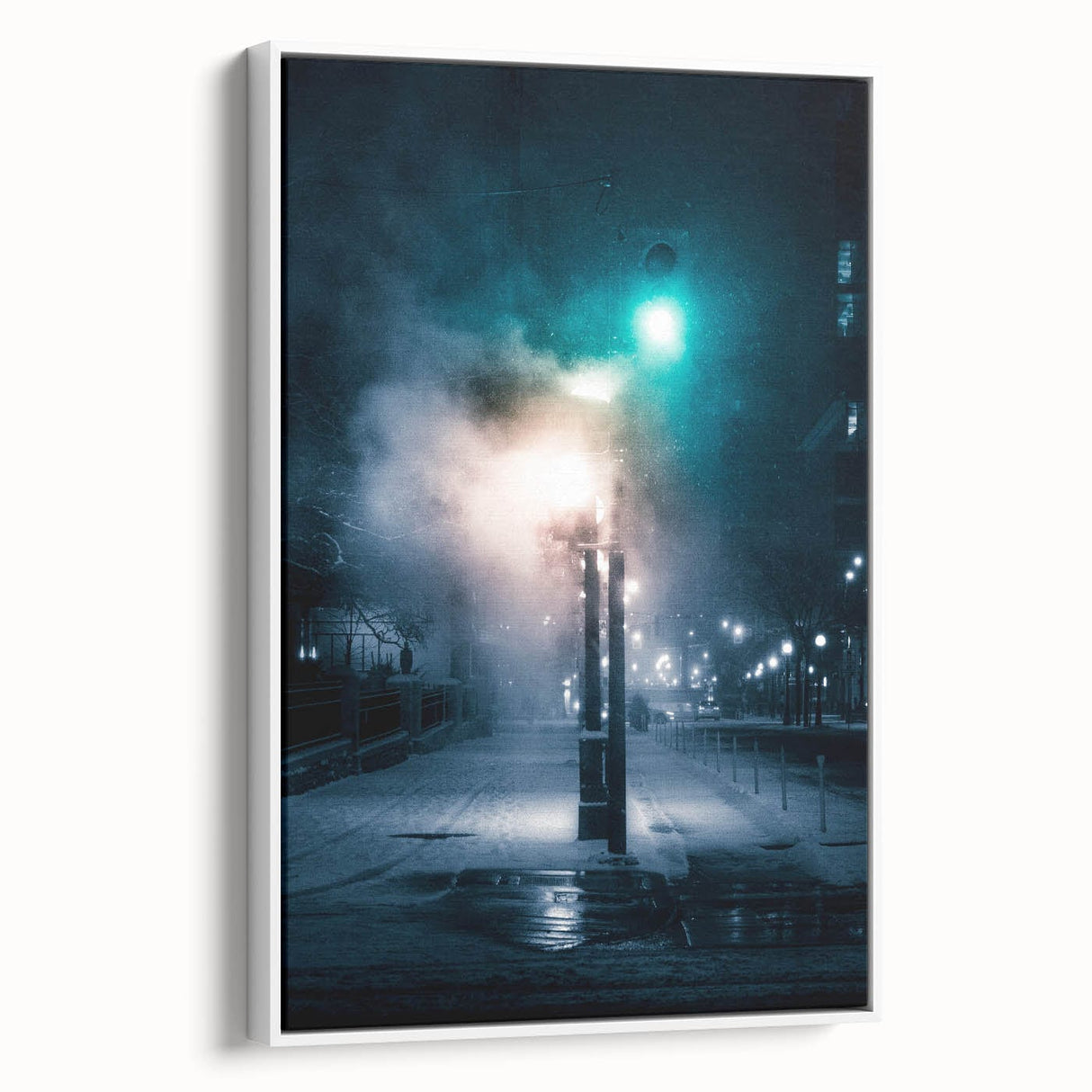 Contemporary City Wall Decor - Moody Winter Urban Scene Print