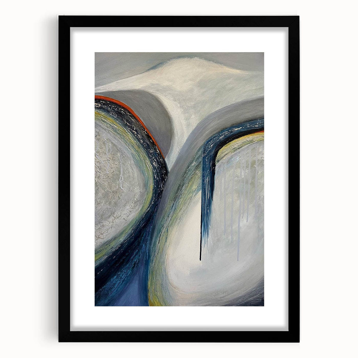 Moody Modern Wall Art – Abstract Gray & Blue Fluid Painting