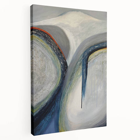 Moody Modern Wall Art – Abstract Gray & Blue Fluid Painting
