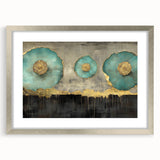 Golden Bloom – Fluid Acrylic Wall Decor with Turquoise Accents