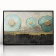 Golden Bloom – Fluid Acrylic Wall Decor with Turquoise Accents