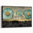 Golden Bloom – Fluid Acrylic Wall Decor with Turquoise Accents