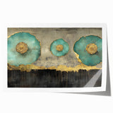 Golden Bloom – Fluid Acrylic Wall Decor with Turquoise Accents