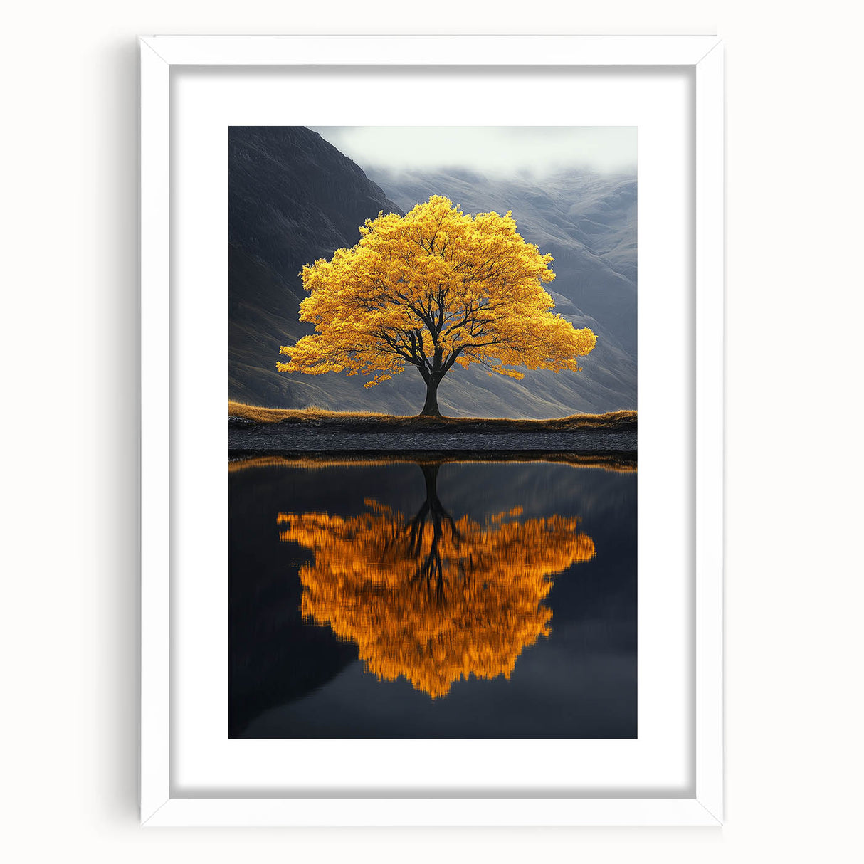 Golden Tree Reflection – Majestic Nature Art Print