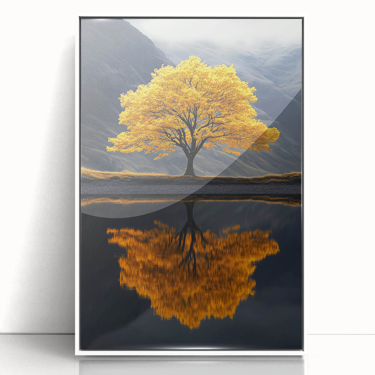 Golden Tree Reflection – Majestic Nature Art Print