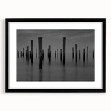 Contemporary Minimalist Nature Art – Pier Posts in Silent Water
