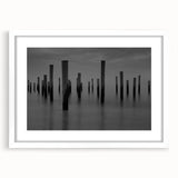 Contemporary Minimalist Nature Art – Pier Posts in Silent Water