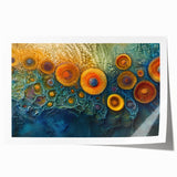Radiant Bloom – Modern Fluid Art Prints in Orange and Deep Blue