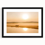 Minimalist Mountain Wall Art – Sunrise Over Misty Golden Valley