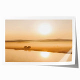 Minimalist Mountain Wall Art – Sunrise Over Misty Golden Valley