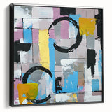 Abstract Canvas Wall Art – Modern Art Print in Blue, Lilac & Yellow
