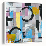 Abstract Canvas Wall Art – Modern Art Print in Blue, Lilac & Yellow