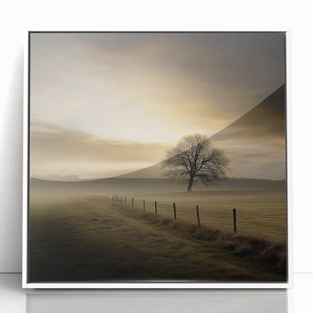 Misty Countryside Tree - Fine Art Photography Framed Prints