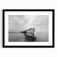 Abstract Minimalist Landscape Paintings – Shipwreck in Silent Waters