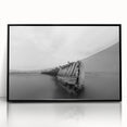 Abstract Minimalist Landscape Paintings – Shipwreck in Silent Waters