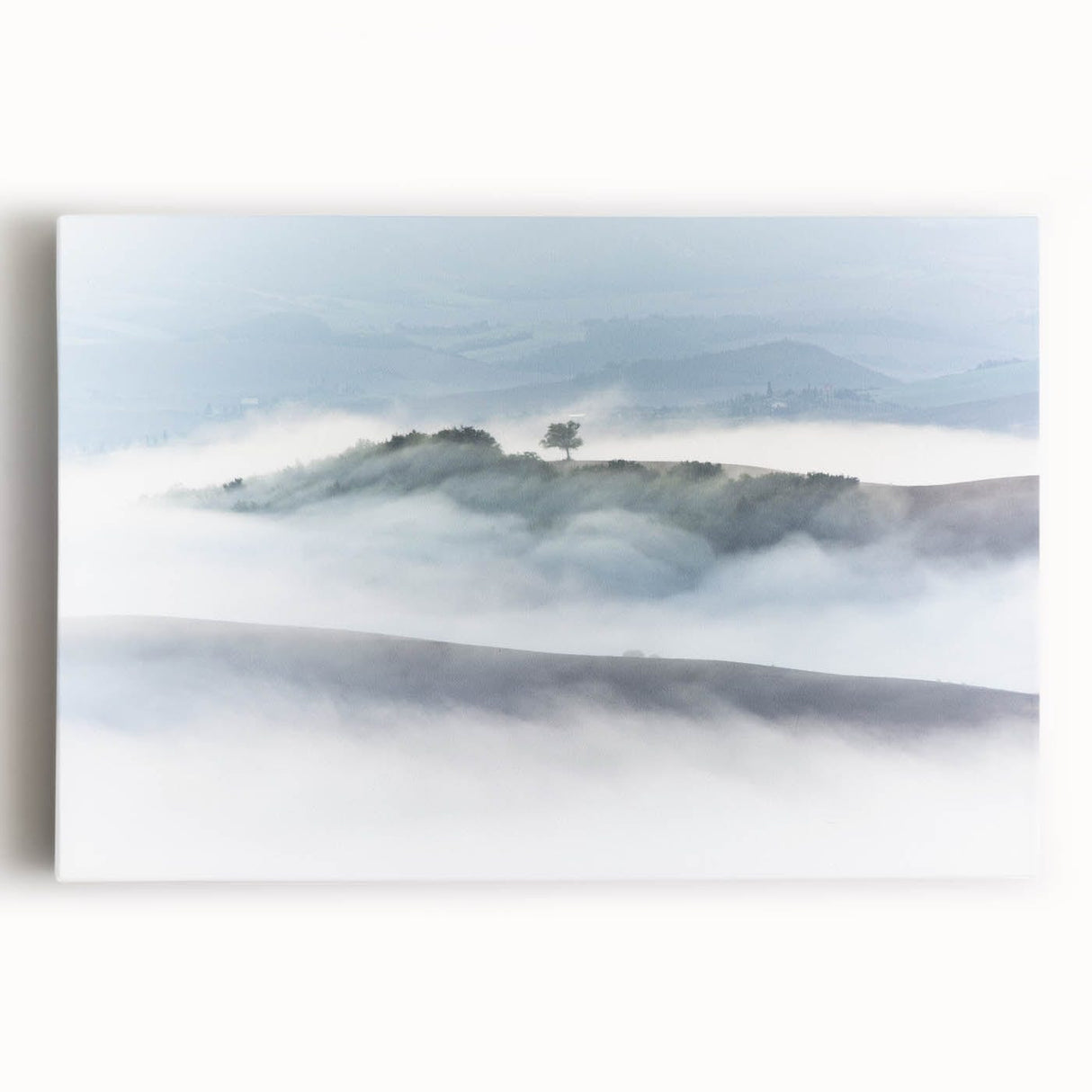 Large Abstract Wall Art – Serene Landscape Print in White & Gray