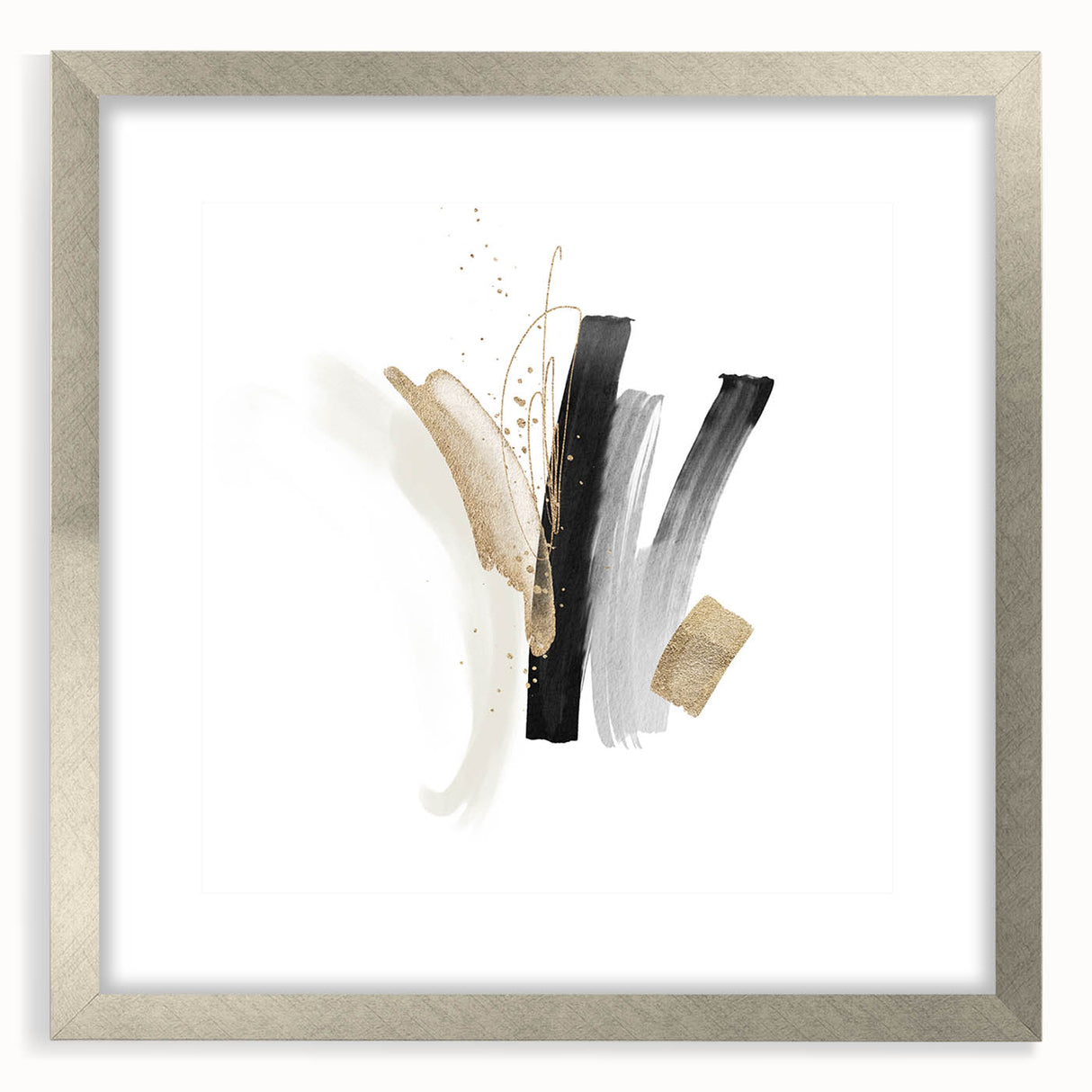 Abstract Geometric Framed Art – Minimalist Wall Decor in Black & Gold