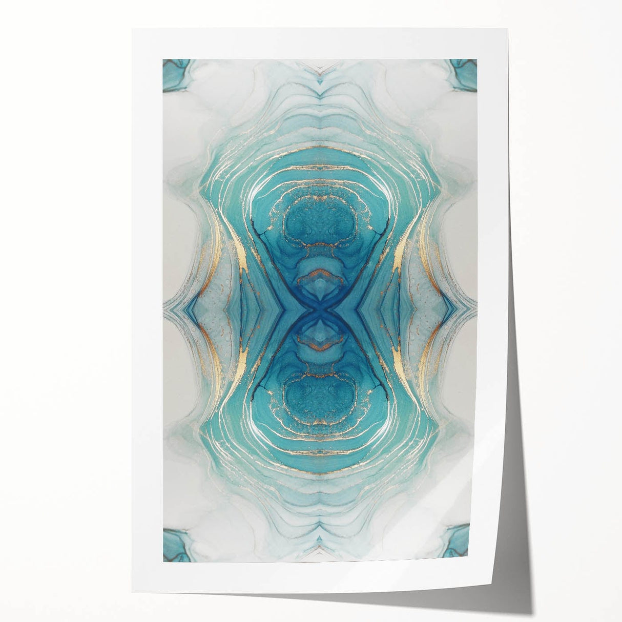 Fluid Acrylic Wall Decor – Oceanic Teal Modern Fluid Art Prints
