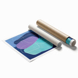 Geometric Abstract Paintings - Purple & Teal Modern Wall Art