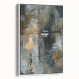 Moody Modern Wall Art – Abstract Canvas in Black, Gold & Gray