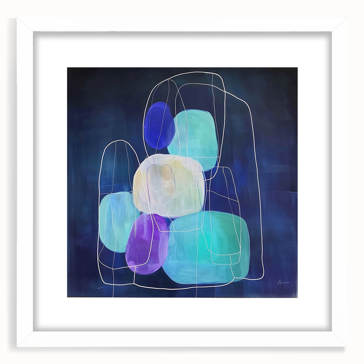 Minimalist Wall Décor - Teal & Purple Geometric Abstract Print