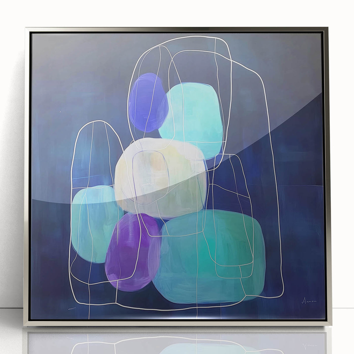 Minimalist Wall Décor - Teal & Purple Geometric Abstract Print