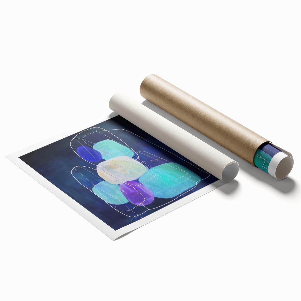 Minimalist Wall Décor - Teal & Purple Geometric Abstract Print