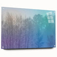 Abstract Minimalist Landscape Paintings – Lavender Misty Forest