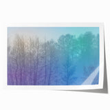 Abstract Minimalist Landscape Paintings – Lavender Misty Forest