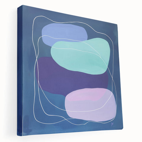 Large Modern Art Pieces - Teal & Purple Geometric Wall Art