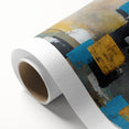 Modern Abstract Paintings – Large Canvas in Teal, Gold & Black