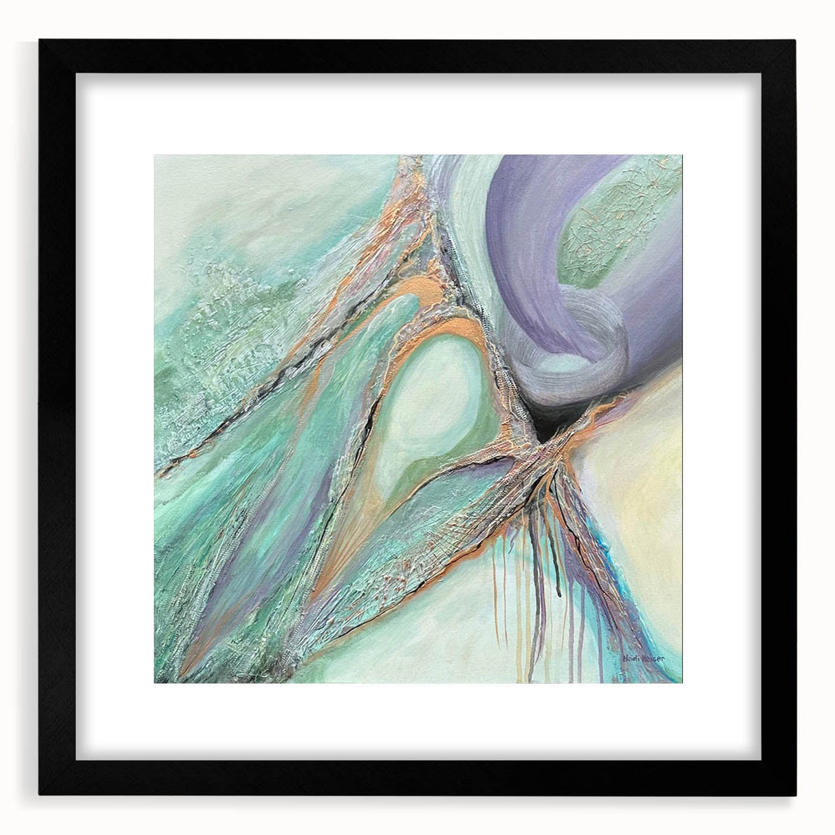 Contemporary Abstract Art – Soft Green & Lilac Textured Painting