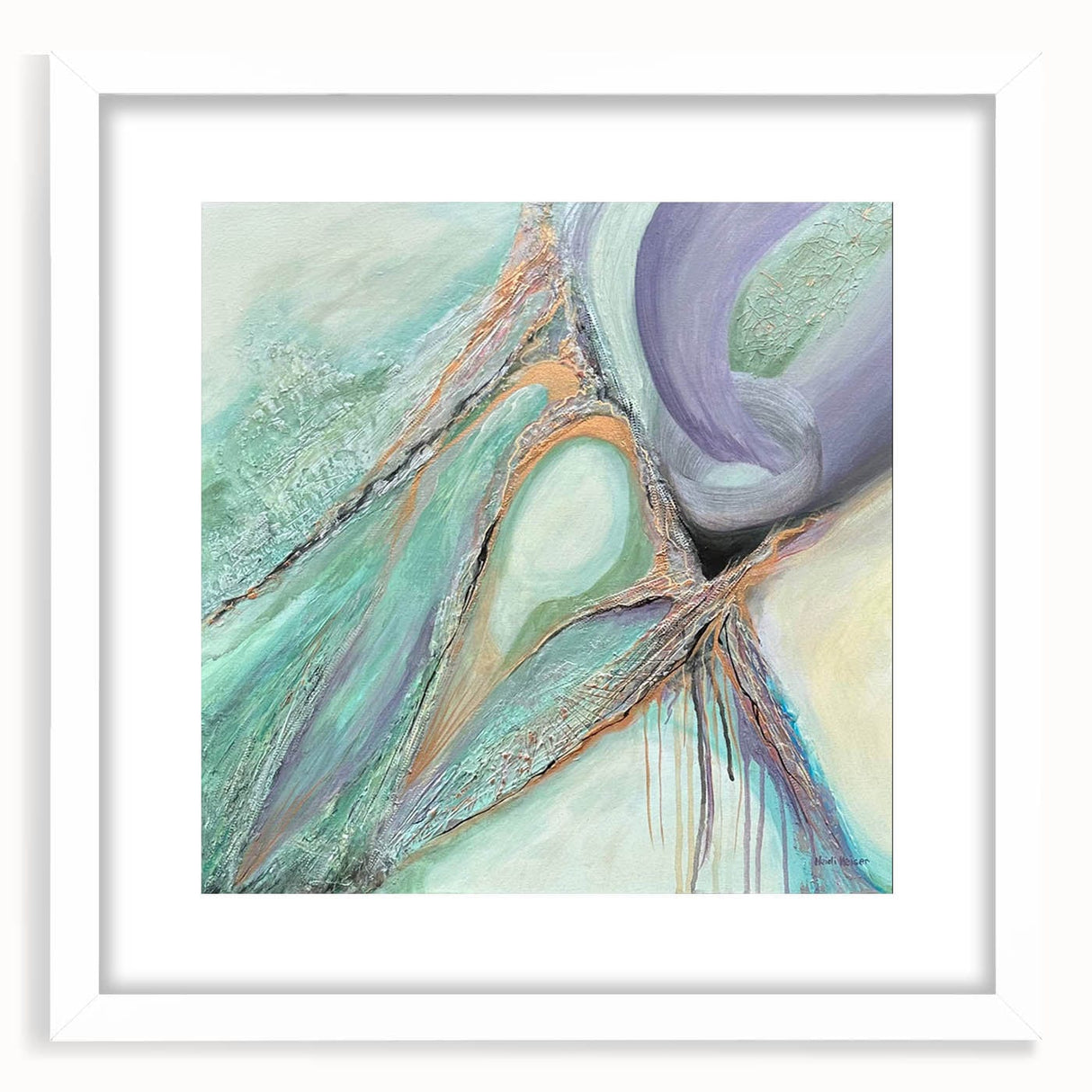 Contemporary Abstract Art – Soft Green & Lilac Textured Painting