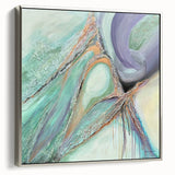 Contemporary Abstract Art – Soft Green & Lilac Textured Painting