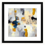Blushed Blues – Royal Abstract Wall Art with Gold and Gray Accents