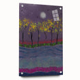 Abstract Minimalist Landscape Paintings – Forest Glow by Moonlight
