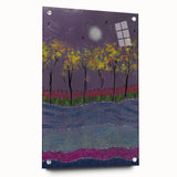 Abstract Minimalist Landscape Paintings – Forest Glow by Moonlight