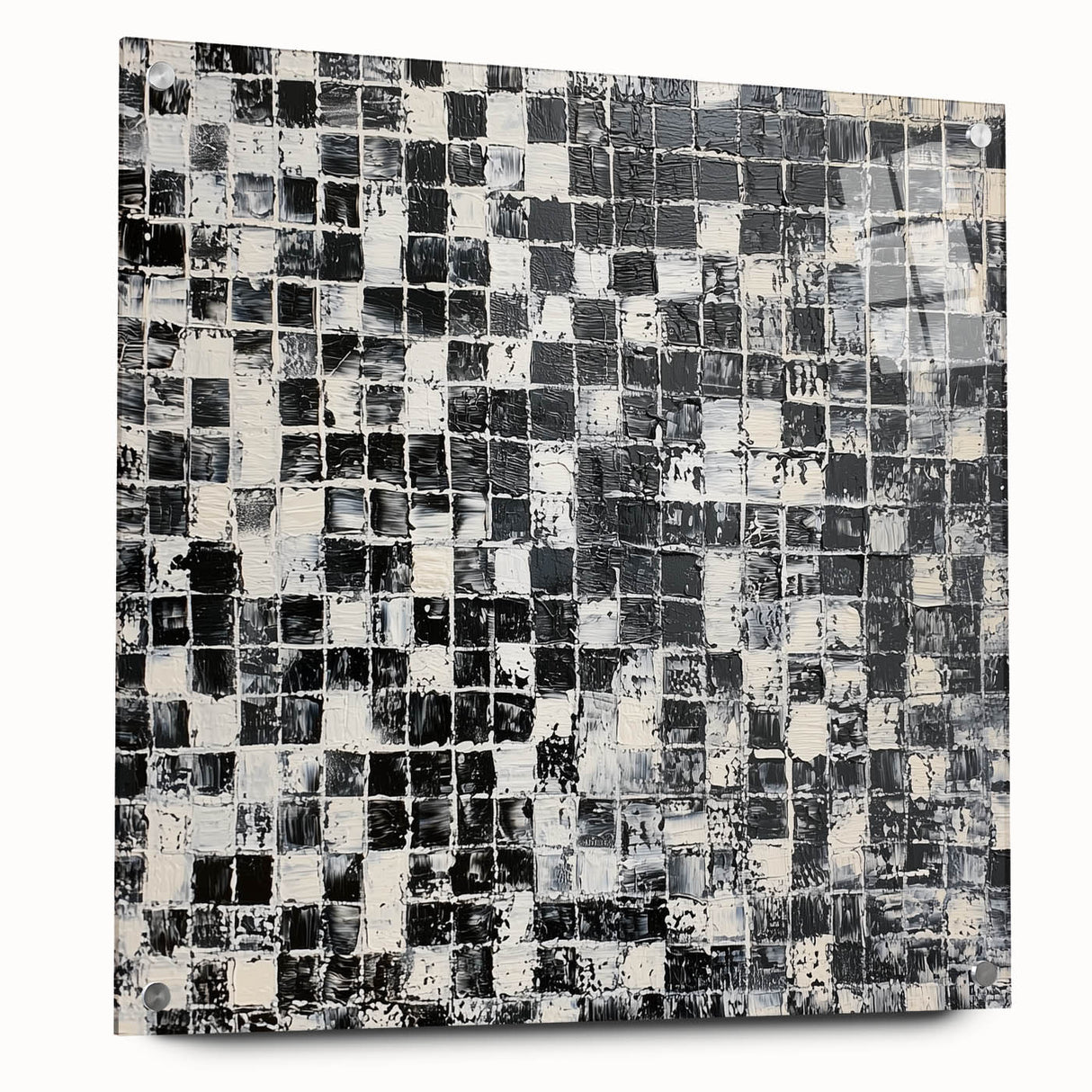 Abstract Art for Sale - Black & White Textured Geometric Print