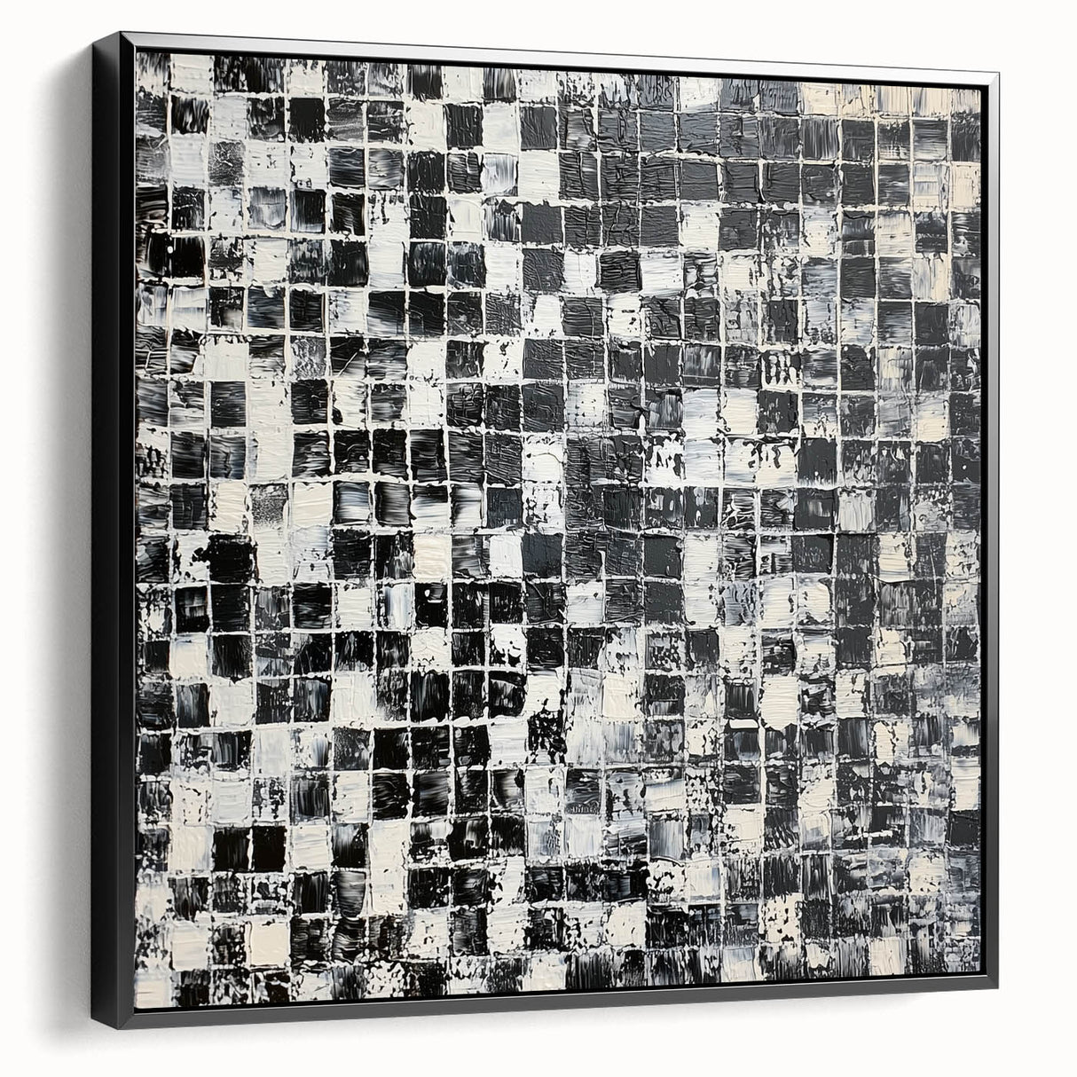 Abstract Art for Sale - Black & White Textured Geometric Print