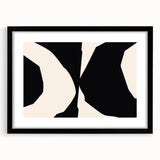 Geometric Minimalist Abstract Wall Art – Black and Cream Contrast