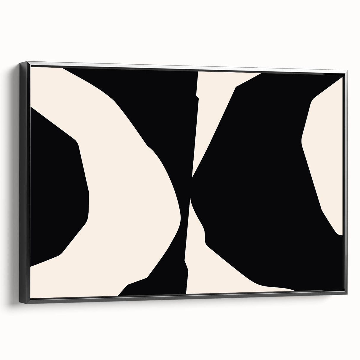 Geometric Minimalist Abstract Wall Art – Black and Cream Contrast