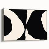 Geometric Minimalist Abstract Wall Art – Black and Cream Contrast