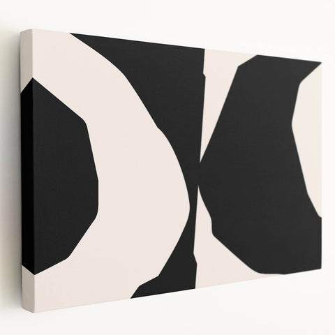 Geometric Minimalist Abstract Wall Art – Black and Cream Contrast