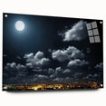 Modern Urban Landscape Art - Moonlit City Skyline Print
