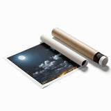 Modern Urban Landscape Art - Moonlit City Skyline Print