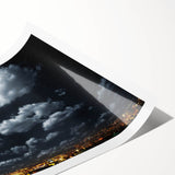 Modern Urban Landscape Art - Moonlit City Skyline Print