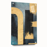 Modern Abstract Paintings – Large Canvas in Black, Gold & Teal