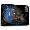 Fluid Abstract Wall Art - Modern Blue & Gold Acrylic Canvas Decor